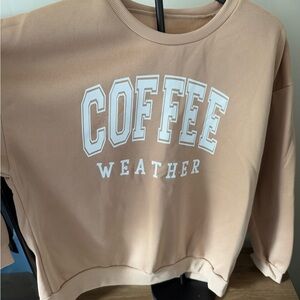 SHEIN Tan 'Coffee Weather' Sweatshirt